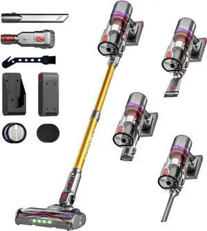 UNINELL Home Cordless Vacuum Cleaner, 550W 48KPA 65Mins Vacuum Cleaners with LED Screen, Self-Standing Cordless Vacuum, Rechargeable, Anti-Tangle Stick Vacuum for Home/Pet Hair/Carpet