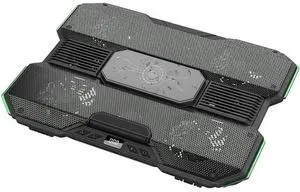 Eyesoul Gaming Laptop Cooling Pad with 10-Color RGB & 5-Speed Dual Cooling - Semiconductor & Fan Cooling System, 6-Height Adjustable Stand for up to 21" Laptops