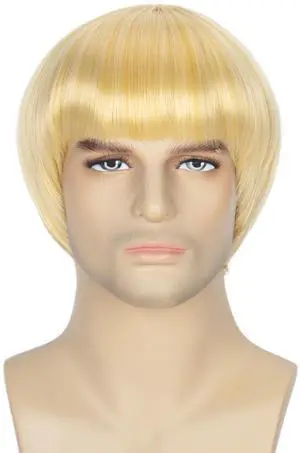 Short Straight 60 70s Bowl Cut Funny Wig for Men Crazy Bob Mushroom Cosplay Wig with Bangs for Halloween Party Short Straight 60 70s Bowl Cut Funny Wig for Men Crazy Bob Mushroom Cosplay Wig with Bangs for Halloween Party