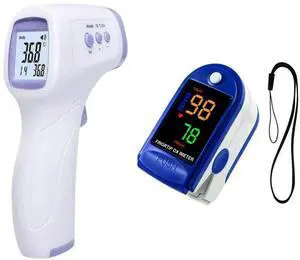 Thermometer & Oximeter, Portable Fingertip Pulse Oximeter with OLED Display, 2 Modes Infrared Forehead Thermometer Thermometer & Oximeter, Portable Fingertip Pulse Oximeter with OLED Display, 2 Modes Infrared Forehead Thermometer