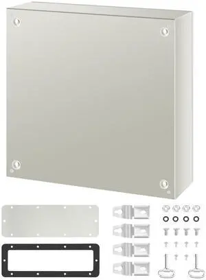 NEMA Steel Case, 24x24x8'' NEMA 4X Metal Electric Enclosure, IP66 Water & Dust Resistant, Suitable for Both Outdoor & Indoor Use, Includes Mounting Plate