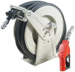 VEVOR Fuel Hose Reel, 3/4" x 50', Extra Long Retractable Diesel Hose Reel, Heavy-Duty Carbon Steel Construction with Automatic Fuel Nozzle, NBR Rubber Hose for Aircraft Ship Vehicle Tank Truck, 300PSI VEVOR Fuel Hose Reel, 3/4" x 50', Extra Long Retractable Diesel Hose Reel, Heavy-Duty Carbon Steel Construction with Automatic Fuel Nozzle, NBR Rubber Hose for Aircraft Ship Vehicle Tank Truck, 300PSI
