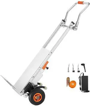 Electric Stair Climbing Dolly, 440lbs Capacity Electric Stair Climbing Hand Trucks with 157.5in Rope & Folding Handle, Heavy Duty Stair Climber for Warehouse Logistics, Moving Furniture(Silver)