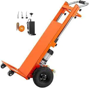 Electric Stair Climbing Dolly, 880lbs Electric Stair Climbing Hand Trucks with 157.5in Rope & Extendable Handle, Heavy Duty Stair Climber for Warehouse Logistics, Moving Furniture(Orange)