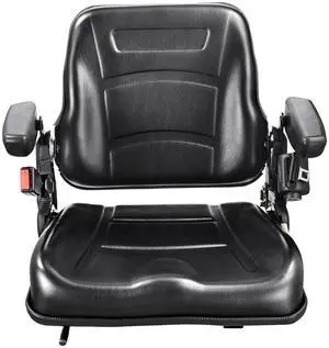 Universal Forklift Seat, Fold Down Tractor Seat with Adjustable Angle Back, Micro Switch, Seatbelt and Armrests, 6.3-13.4 inch Slot Tractor Seat for Tractor Loader Excavator Universal Forklift Seat, Fold Down Tractor Seat with Adjustable Angle Back, Micro Switch, Seatbelt and Armrests, 6.3-13.4 inch Slot Tractor Seat for Tractor Loader Excavator