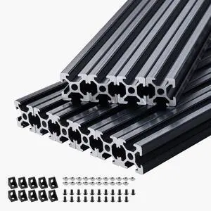 10PCS 78.7in (2000mm) T Slot 2020 Aluminum Extrusion Profile, European Standard Anodized Linear Rail, High-Strength Extruded Aluminum Rail for 3D Printer, CNC Machine DIY, Laser Engraving, Black