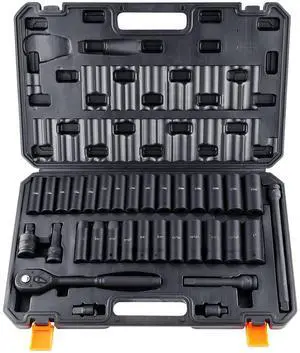 1/2" Drive Impact Socket Set, 33 Piece Socket Set SAE 3/8"-1" and Metric 10-24mm, 6 Point Cr-V Alloy Steel for Auto Repair, Easy-to-Read Size Markings, Rugged Construction, Includes Storage Case 1/2" Drive Impact Socket Set, 33 Piece Socket Set SAE 3/8"-1" and Metric 10-24mm, 6 Point Cr-V Alloy Steel for Auto Repair, Easy-to-Read Size Markings, Rugged Construction, Includes Storage Case