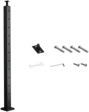 VEVOR Cable Railing Post, 42x2x2 Inch Corner Railing Post, with L-Shaped Pre-Drilled Holes, Stainless Steel Cable Rail Post with Horizontal and Curved Bracket, 1-Pack, Black, 1JZLGZXHS1065S1EW001V0 VEVOR Cable Railing Post, 42x2x2 Inch Corner Railing Post, with L-Shaped Pre-Drilled Holes, Stainless Steel Cable Rail Post with Horizontal and Curved Bracket, 1-Pack, Black, 1JZLGZXHS1065S1EW001V0