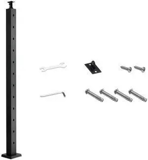 VEVOR Cable Railing Post, 42x2x2 Inch Stair Railing Post, with Pre-Drilled 30° Angled Holes, Stainless Steel Cable Rail Post with Horizontal and Curved Bracket, 1-Pack, Black, 1JZLGZXHS106W3XAA001V0 VEVOR Cable Railing Post, 42x2x2 Inch Stair Railing Post, with Pre-Drilled 30° Angled Holes, Stainless Steel Cable Rail Post with Horizontal and Curved Bracket, 1-Pack, Black, 1JZLGZXHS106W3XAA001V0