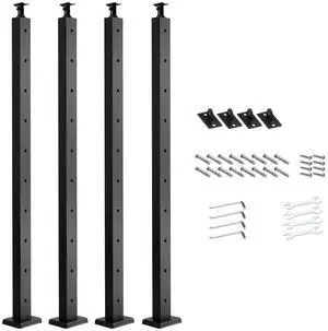 VEVOR 4-Pack Cable Railing Post, 36x2x2 In Horizontal-Hole Deck Railing Post with Pre-Drilled Holes, Stainless Steel Cable Rail Post with Horizontal and Curved Bracket, Black, 4JZLGZXHS914MY65M001V0 VEVOR 4-Pack Cable Railing Post, 36x2x2 In Horizontal-Hole Deck Railing Post with Pre-Drilled Holes, Stainless Steel Cable Rail Post with Horizontal and Curved Bracket, Black, 4JZLGZXHS914MY65M001V0