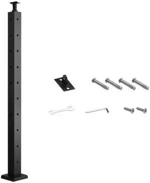 VEVOR Cable Railing Post, 36x2x2 Inch Corner Railing Post, with L-Shaped Pre-Drilled Holes, Stainless Steel Cable Rail Post with Horizontal and Curved Bracket, 1-Pack, Black, 1JZLGZXHS914ZPBNY001V0 VEVOR Cable Railing Post, 36x2x2 Inch Corner Railing Post, with L-Shaped Pre-Drilled Holes, Stainless Steel Cable Rail Post with Horizontal and Curved Bracket, 1-Pack, Black, 1JZLGZXHS914ZPBNY001V0