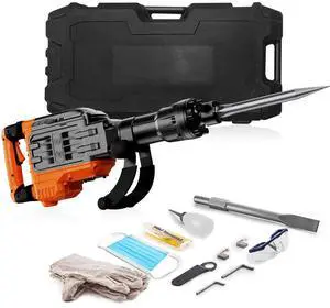 VEVOR Demolition Jack Hammer, 3500W Jack Hammer Concrete Breaker, 2pcs Chisel with Gloves & 360°C Swiveling Front Handle for Trenching, 1900 BPM Heavy Duty Electric Jack Hammer, Black VEVOR Demolition Jack Hammer, 3500W Jack Hammer Concrete Breaker, 2pcs Chisel with Gloves & 360°C Swiveling Front Handle for Trenching, 1900 BPM Heavy Duty Electric Jack Hammer, Black