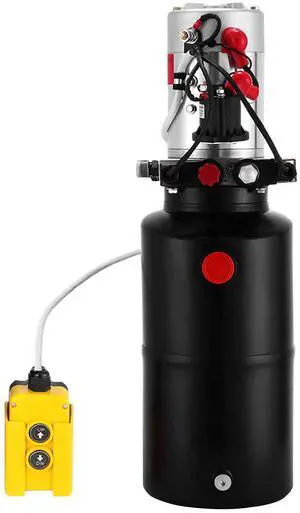 Hydraulic Power Unit 12V DC Double Acting Hydraulic Pump 8 Quart Steel Reservoir Hydraulic Pump Unit for Dump Trailers Car Lift Pump (8 Quart Double Acting Steel)