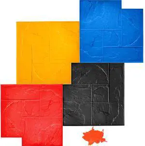 Concrete Texturing Skin, 24\"x24\" Concrete Stamps Mats Set, Polyurethane Concrete Stamping Mats, Slate Concrete Stamps, 4 PCS Realistic Concrete Texture Mat, Concrete Stamps for Walls/Floors