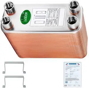 Heat Exchanger 3\"x7.5\" 60 Plates Brazed Plate Heat Exchanger 316L 1/2\" BSP FPT Heat Exchanger EATB12 Beer Wort Chiller for Hydronic Heating