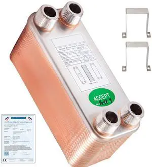 Heat Exchanger 3\"x7.5\" 30 Plates Brazed Plate Heat Exchanger 316L 3/4\" MPT Heat Exchanger B12-30 Beer Wort Chiller for Hydronic Heating