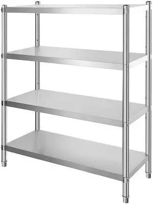 Stainless Steel Shelving 46.8x18.5 Inch 4 Tier Adjustable Shelf Storage Unit Stainless Steel Heavy Duty Shelving for Kitchen Commercial Office Garage Storage 330lb Per Shelf