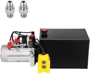 Hydraulic Pump Double Acting Hydraulic Power Unit 12V DC Dump Trailer Pump 3200PSI Hydraulic Power Unit for Dump Trailer Car Lifting (12 Quart, Steel/Double Acting)