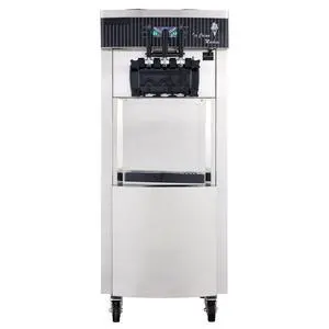Commercial Soft Ice Cream Machine, 2200W Serve Yogurt Maker, 3 Flavors Ice Cream Maker, 5.3 to 7.4 Gallons per Hour Auto Clean LCD Panel for Restaurants Snack Bars, Stainless Steel