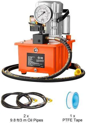 VEVOR Electric Hydraulic Pump, 10000 PSI 750W 110V, 488 in/8L Capacity, Single Acting Manual Valve, Electric Driven Hydraulic Pump Power Pack Unit with Lever Switch for Punching/Bending/Jack Machines VEVOR Electric Hydraulic Pump, 10000 PSI 750W 110V, 488 in/8L Capacity, Single Acting Manual Valve, Electric Driven Hydraulic Pump Power Pack Unit with Lever Switch for Punching/Bending/Jack Machines