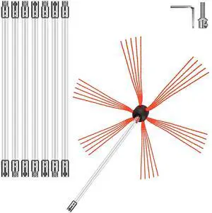 Chimney Sweep Kit 26FT, Chimney Brush 315 Inch Chimney Brush Rod Kit 8 Rods with Nylon Flexible Rods .