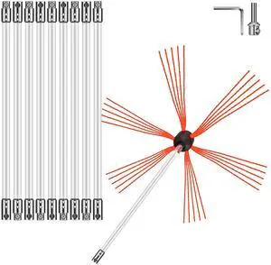Chimney Sweep Kit 33FT, Chimney Cleaning Tool Kits with 10 Nylon Flexible Rods, Chimney Brush 394 Inch for Sweeping Fireplace