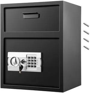Digital Depository Safe 1.7 Cubic Feet Made of Carbon Steel Electronic Code Lock Depository Safe with Deposit Slot with Two Emergency Keys Depository Box for Home Hotel Restaurant and Office