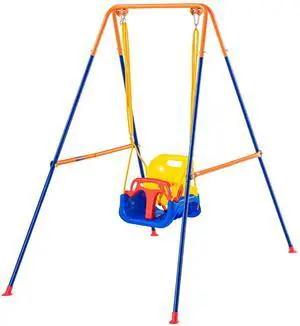 Swing Sets for Backyard, 3-in-1 Toddler Swing Set with 4 Sandbags, Foldable Metal Stand, Easy to Assemble, Swingset Indoor/Outdoor for Kids 3-6 Years, Youth 6-10 Years and Teenagers 10+ Swing Sets for Backyard, 3-in-1 Toddler Swing Set with 4 Sandbags, Foldable Metal Stand, Easy to Assemble, Swingset Indoor/Outdoor for Kids 3-6 Years, Youth 6-10 Years and Teenagers 10+