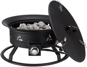 Propane Fire Pit, 24-Inch Diameter Outdoor Portable Gas Fire Pit with Cover & Lava Rocks, Adjustable Flame Height Camping Firepit for Heating, Lighting, Gathering, 58,000 BTU, Black Propane Fire Pit, 24-Inch Diameter Outdoor Portable Gas Fire Pit with Cover & Lava Rocks, Adjustable Flame Height Camping Firepit for Heating, Lighting, Gathering, 58,000 BTU, Black