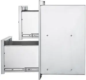 Outdoor Kitchen Drawers 18W x 20.6H x 12.7D Inch, Flush Mount Double BBQ Drawers Stainless Steel with Handle, BBQ Island Drawers for Outdoor Kitchens or Patio Grill Station