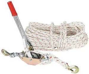 VEVOR Rope Puller, 3/4 Ton (1,653 lbs) Pulling Capacity, with 100' of 0.6" dia. Rope, 2 Hook, Come Along Winch, Heavy Duty Ratchet Power Puller Tool for Moving Boats, Securing Items, Transporting Logs VEVOR Rope Puller, 3/4 Ton (1,653 lbs) Pulling Capacity, with 100' of 0.6" dia. Rope, 2 Hook, Come Along Winch, Heavy Duty Ratchet Power Puller Tool for Moving Boats, Securing Items, Transporting Logs