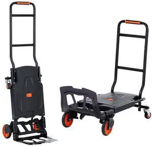 VEVOR Aluminum Hand Truck, 2 in 1, 300 lbs Load Capacity, Heavy Duty Industrial Convertible Folding Hand Truck and Dolly, Utility Cart Converts from Hand Truck to Platform Cart with Rubber Wheels VEVOR Aluminum Hand Truck, 2 in 1, 300 lbs Load Capacity, Heavy Duty Industrial Convertible Folding Hand Truck and Dolly, Utility Cart Converts from Hand Truck to Platform Cart with Rubber Wheels