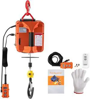 VEVOR 3-in-1 Electric Hoist Winch, 1100lbs Portable Electric Winch, 110V Power Winch Crane, 25ft Lifting Height, with Wire, Wireless, Manual Remote Control, Overload Protection for Lifting Towing