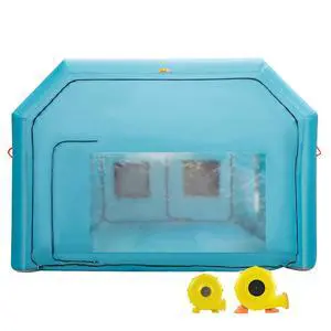 Portable Inflatable Paint Booth, 28x15x10ft Inflatable Spray Booth, Car Paint Tent with Air Filter System & 2 Blowers, Upgraded Blow Up Spray Booth Tent, Auto Paint Workstation, Car Parking Gara