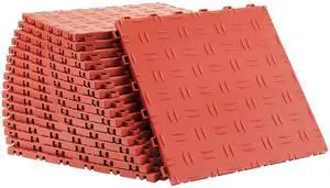 Garage Tiles Interlocking, 12 x 12 x 0.53 inch 50 Pack Garage Floor Covering Tiles, Non-Slip Double-Sided Texture Garage Flooring Tiles, for Garages, Basements, Repair Shops, Red Garage Tiles Interlocking, 12 x 12 x 0.53 inch 50 Pack Garage Floor Covering Tiles, Non-Slip Double-Sided Texture Garage Flooring Tiles, for Garages, Basements, Repair Shops, Red