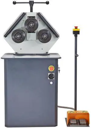 750W Electric Roll Bending Machine, 3-Roller Electric Pipe Bender Machine with 180° Maximum Bending Angle & Reversible Foot Switch, Support Horizontal/Vertical Operation (220V 60Hz 3-Phase)