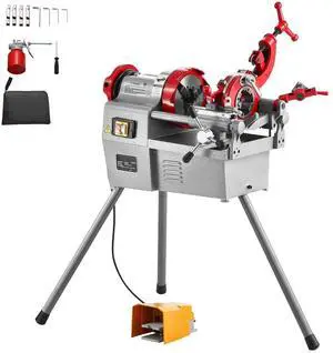 Electric Pipe Threader Machine, 750W 28RPM Threading Cutting Machine, 1/2 to 2 inch Pipes Threading Cutter Tool with Foot Pedal for Plumbing, Automotive Repairs, Metalworking