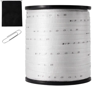 VEVOR Polyester Pull Tape, 3/4" x 528' Mule Tape Flat Rope, 2500 lbf Tensile Capacity, Printed Webbing Cable Pulling Tape for Packaging, Gardening, Commercial Electrical, Conduit Work, White VEVOR Polyester Pull Tape, 3/4" x 528' Mule Tape Flat Rope, 2500 lbf Tensile Capacity, Printed Webbing Cable Pulling Tape for Packaging, Gardening, Commercial Electrical, Conduit Work, White