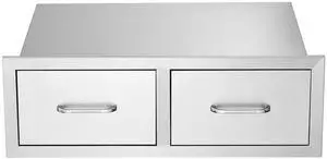 Outdoor Kitchen Drawers 30\" W x 10\" H x 20\" D, Horizontal Double BBQ Access Drawers Stainless Steel with Handle, BBQ Island Drawers for Outdoor Kitchens or Patio Grill Station