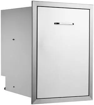 Pull Out Trash Drawer 17.7x22.8 Inch Raised Style Trash Bin with Pull-Out Tray Stainless Steel Trash Drawer with Handle for Outdoor Kitchen BBQ Island, Trash Can Not Included