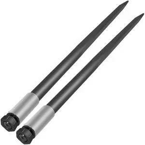 Hay Spear Spears 49\" Hay Bale Spear Spike, 4000 lbs Capacity Quick Attach Square Hay Bale Spears, 2 Pics Black Bale Forks, Bale Hay Spike with Hex Nut & Sleeve for Buckets Tractors Loaders