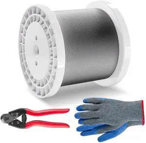 VEVOR T316 Stainless Steel Cable 1/8" 7x7 Steel Wire Rope 1000 ft Cable Railing VEVOR T316 Stainless Steel Cable 1/8" 7x7 Steel Wire Rope 1000 ft Cable Railing