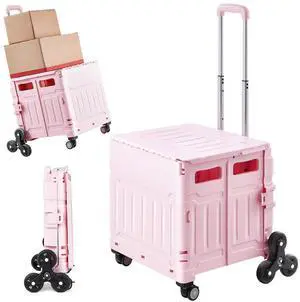 VEVOR Foldable Cart with Stair Climbing Wheels Collapsible Rolling Crate 65L VEVOR Foldable Cart with Stair Climbing Wheels Collapsible Rolling Crate 65L