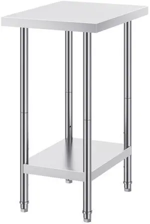 VEVOR Stainless Steel Prep Table, 24 x 18 x 34 Inch, Heavy Duty Metal Worktable with 3 Adjustable Height Levels, Commercial Workstation for Kitchen Garage Restaurant Backyard VEVOR Stainless Steel Prep Table, 24 x 18 x 34 Inch, Heavy Duty Metal Worktable with 3 Adjustable Height Levels, Commercial Workstation for Kitchen Garage Restaurant Backyard