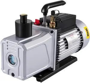 Vacuum Pump 12CFM 1 HP Single Stage Air Conditioning Vacuum Pump 110V 5PA Ultimate Vacuum Refrigerant HVAC Air Tool Rotary Vane Vacuum Pump for Automobile Vacuum Evacuation (1-Stage, 12CFM)