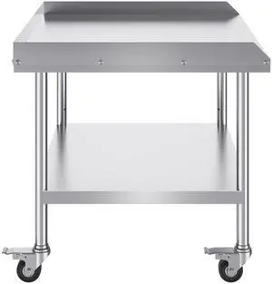 VEVOR Stainless Steel Work Table, 30 x 36 x 30 Inch Commercial Food Prep Worktable with 4 Wheels, Casters, 3-Sided Backsplash Heavy Duty Prep Worktable, Metal Work Table for Restaurant Home Hotel VEVOR Stainless Steel Work Table, 30 x 36 x 30 Inch Commercial Food Prep Worktable with 4 Wheels, Casters, 3-Sided Backsplash Heavy Duty Prep Worktable, Metal Work Table for Restaurant Home Hotel