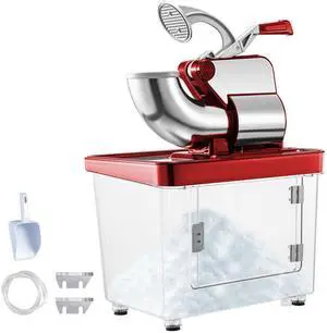 110V Commercial Ice Crusher 440LBS/H, ETL Approved 300W Electric Snow Cone Machine with Dual Blades, Stainless Steel Shaved Ice Machine with Safety On/Off Switch for Family, Restaurants, Bars