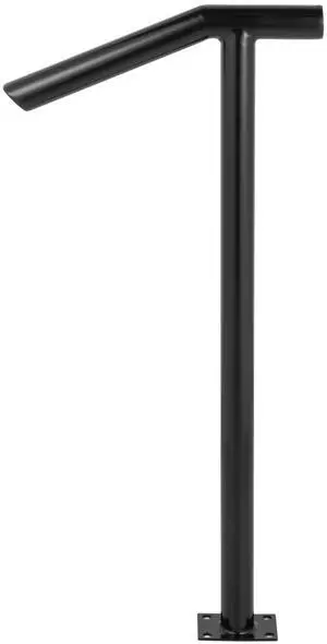 Single Post 1-2, Black Steel Railing 441LBS Capacity Baking Varnish Iron Stairs Stylish Handrails for Outdoor Steps with Expansion Bolts & Drill Bit