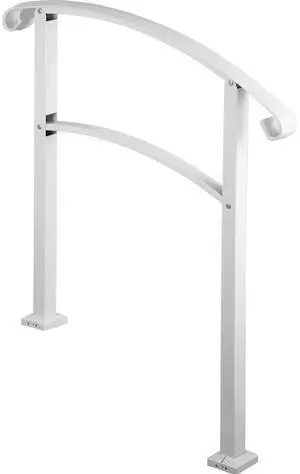 3-Step Handrails for Outdoor Steps Fits 1 or 3 Steps Matte White Stair Rail Wrought Iron Handrail with Installation Kit Hand Rails for Outdoor Step