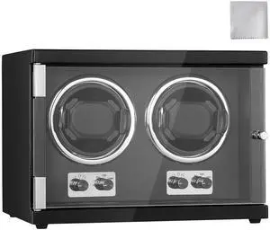 VEVOR Watch Winder, Dual Watch Winder for Men's and Women's Automatic Watch, with 2 Super Quiet Japanese Mabuchi Motors, Blue LED Light and Adapter, High-Density Board Shell and Black PU VEVOR Watch Winder, Dual Watch Winder for Men's and Women's Automatic Watch, with 2 Super Quiet Japanese Mabuchi Motors, Blue LED Light and Adapter, High-Density Board Shell and Black PU